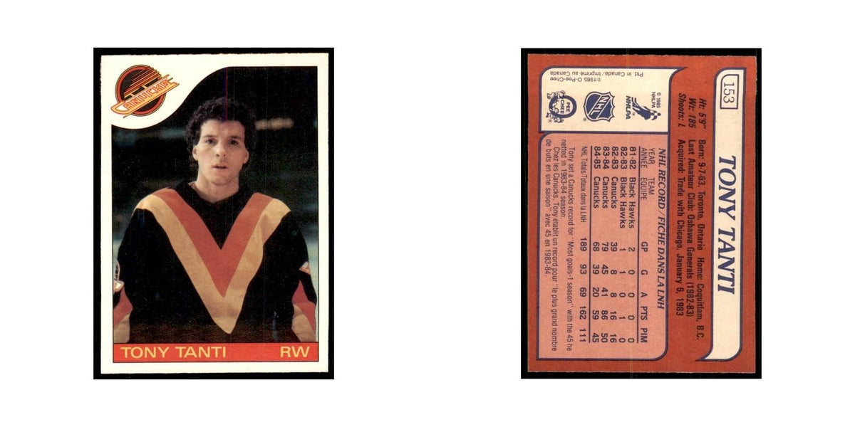 Tony Tanti 1985 O-Pee-Chee #153 Vancouver Canucks Hockey Card NM