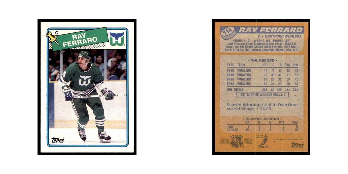 Ray Ferraro 1988 Topps #114 Hartford Whalers Hockey Card NM