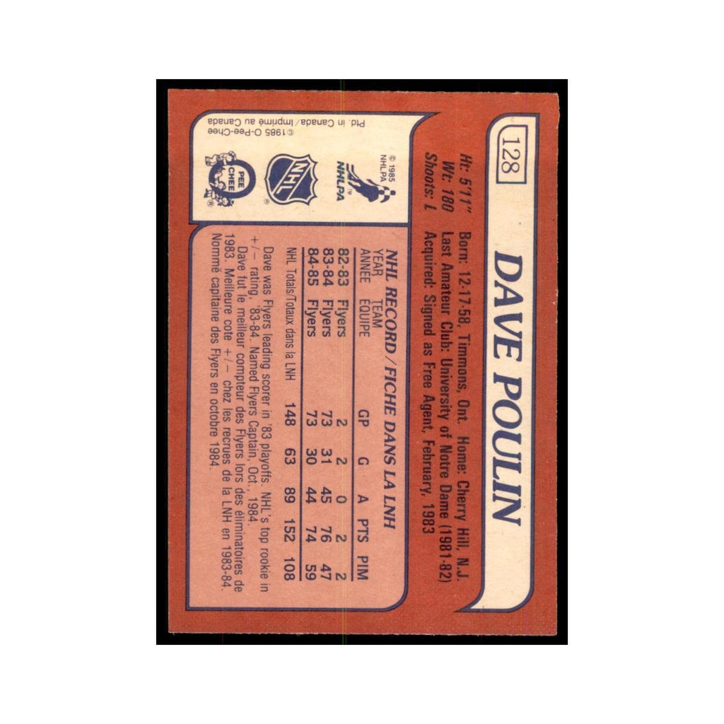 Dave Poulin 1985 O-Pee-Chee #128 Philadelphia Flyers Hockey Card NM