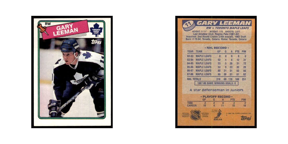 Gary Leeman 1988 Topps #11 Toronto Maple Leafs Hockey Card NM