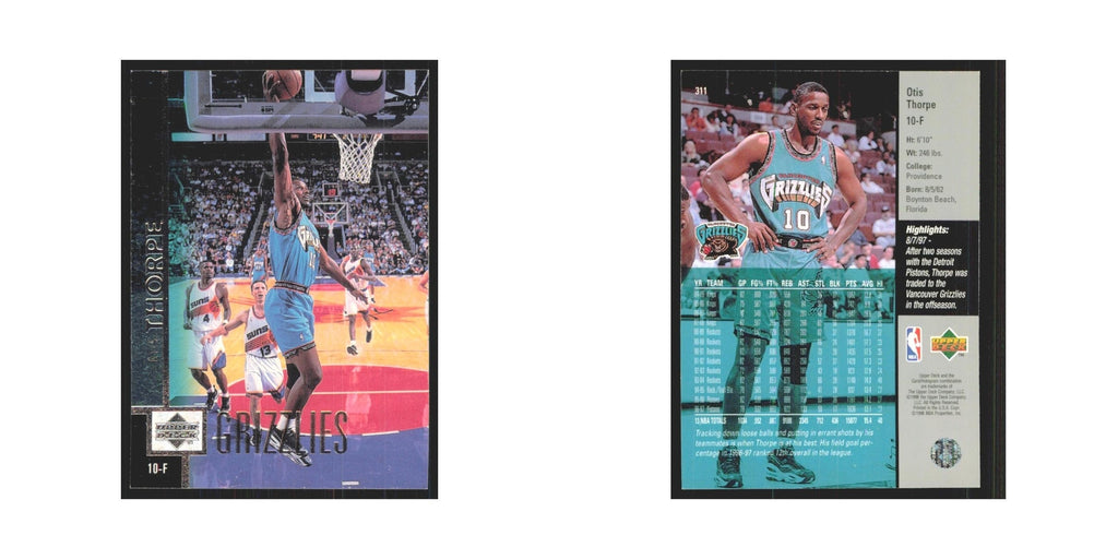 Otis Thorpe 1997 Upper Deck #311 Vancouver Grizzlies Basketball Card NM