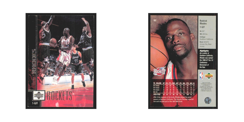 Rodrick Rhodes 1997 Upper Deck #227 Houston Rockets Basketball Card NM