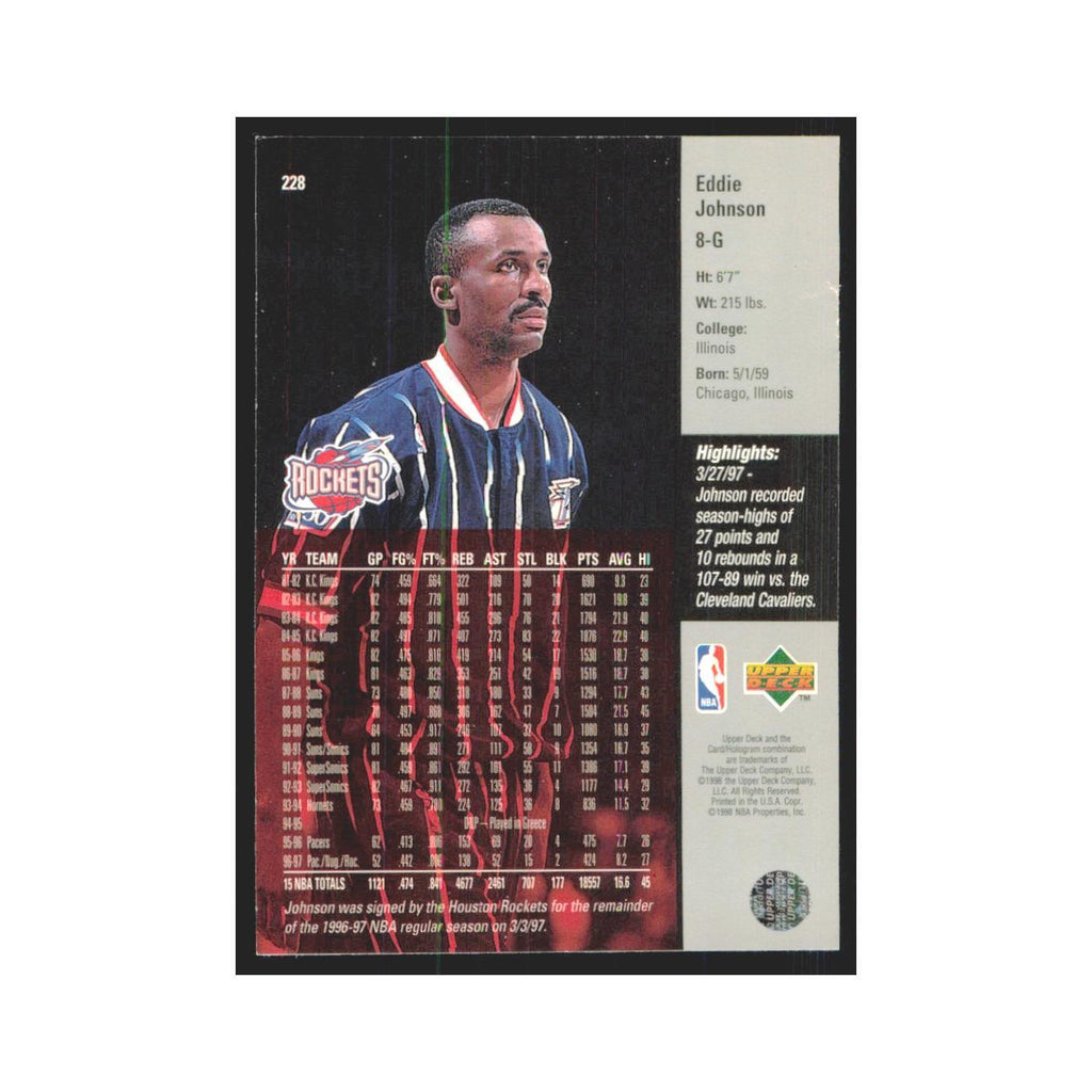 Eddie Johnson 1997 Upper Deck #228 Houston Rockets Basketball Card NM
