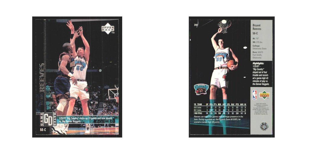 Bryant Reeves 1997 Upper Deck #310 Vancouver Grizzlies Basketball Card NM