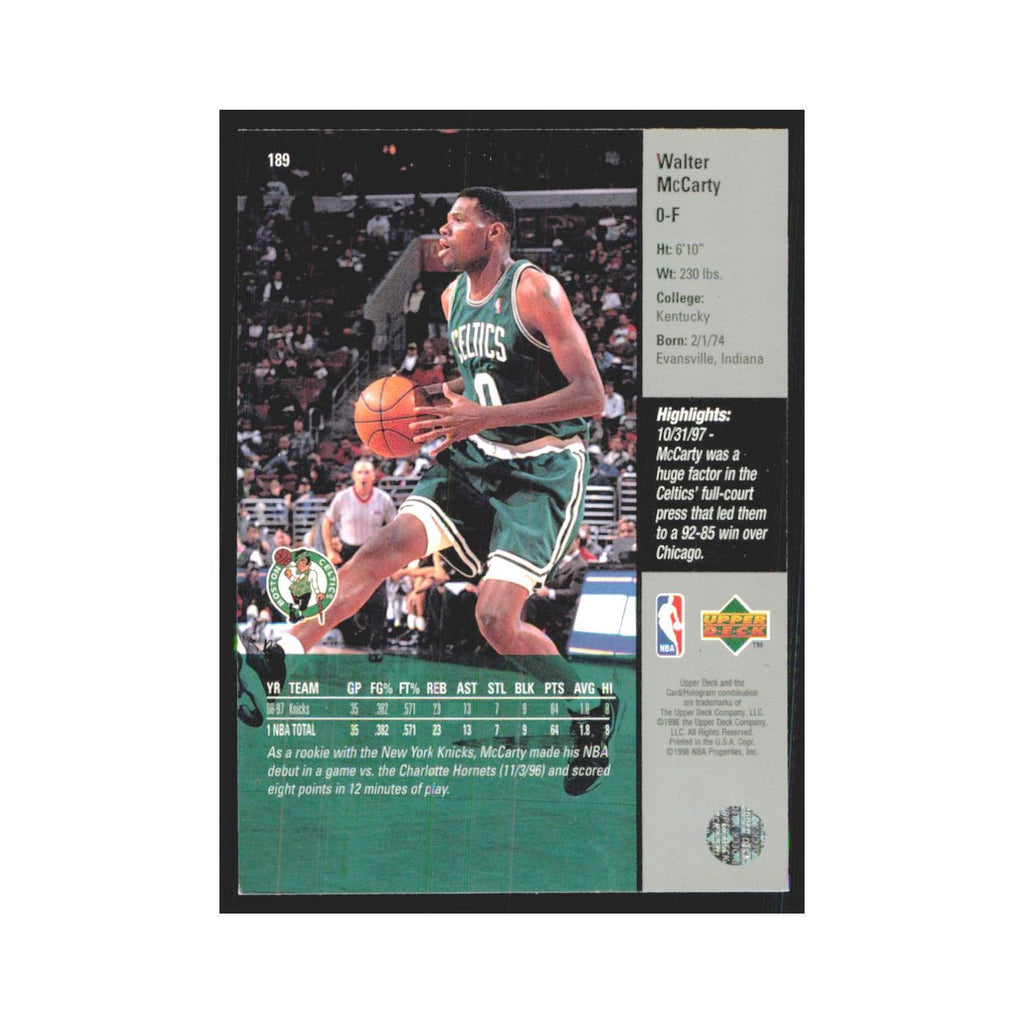 Walter McCarty 1997 Upper Deck #189 Dallas Mavericks Basketball Card NM