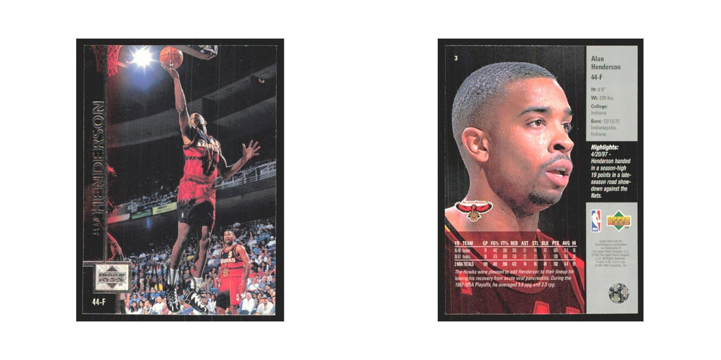 Alan Henderson 1997 Upper Deck #3 Atlanta Hawks Basketball Card NM