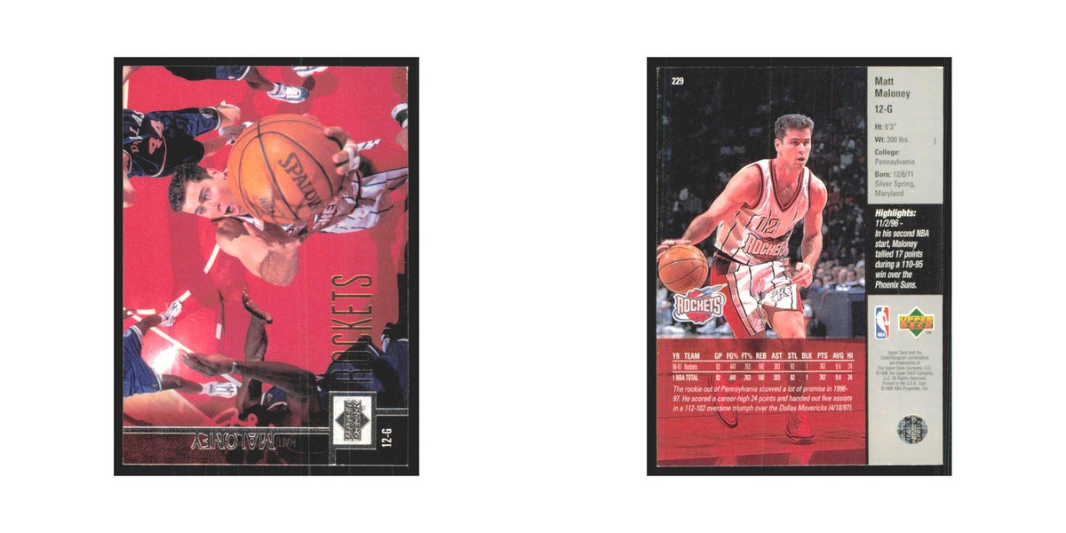 Matt Maloney 1997 Upper Deck #229 Houston Rockets Basketball Card NM