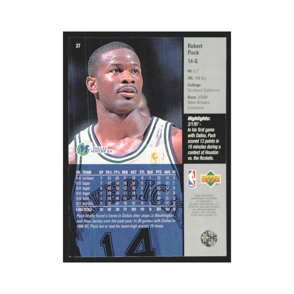 Robert Pack 1997 Upper Deck #27 Dallas Mavericks Basketball Card NM