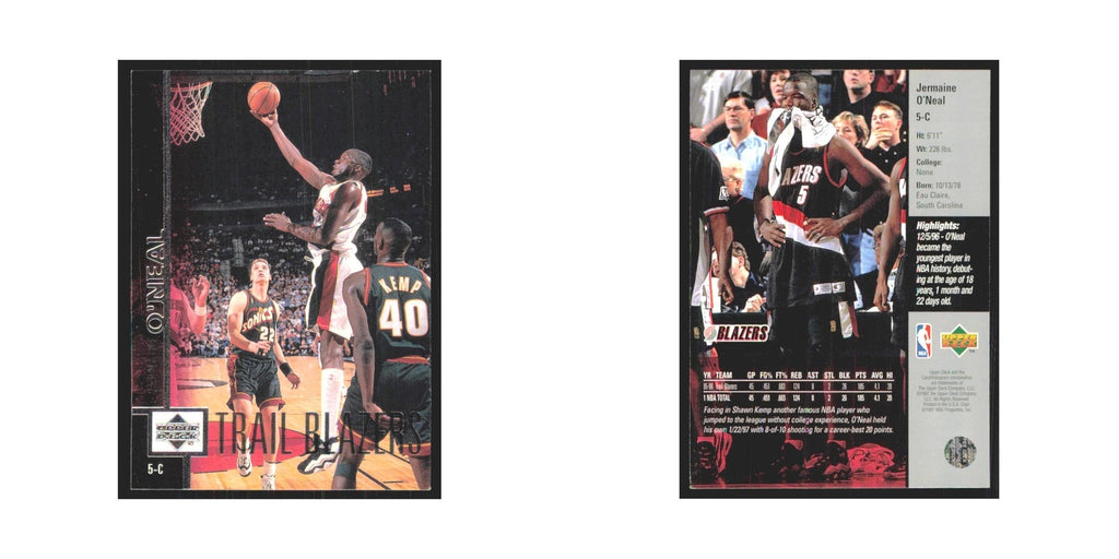 Jermaine O'Neal 1997 Upper Deck #5 Portland Trail Blazers Basketball Card NM