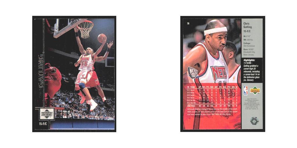 Chris Gatling 1997 Upper Deck #78 New Jersey Nets Basketball Card NM