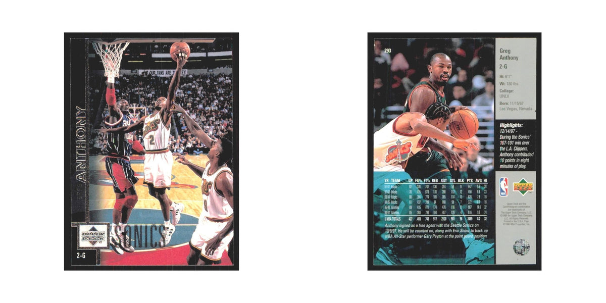Greg Anthony 1997 Upper Deck #293 Seattle SuperSonics Basketball Card NM