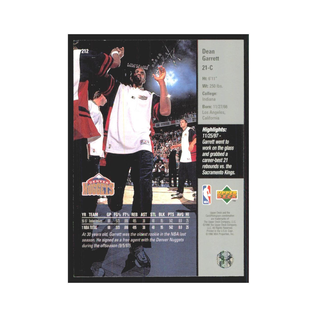 Dean Garrett 1997 Upper Deck #212 Denver Nuggets Basketball Card NM