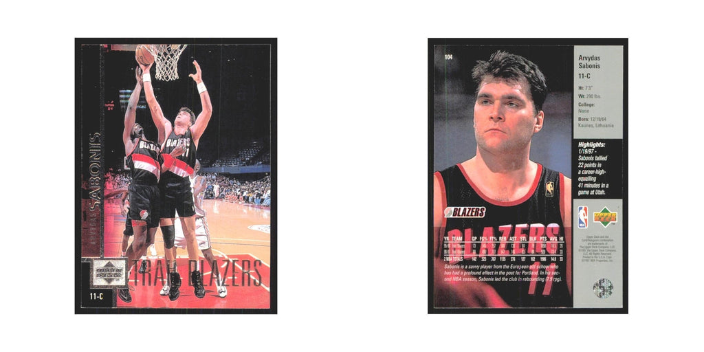 Arvydas Sabonis 1997 Upper Deck #104 Portland Trail Blazers Basketball Card NM