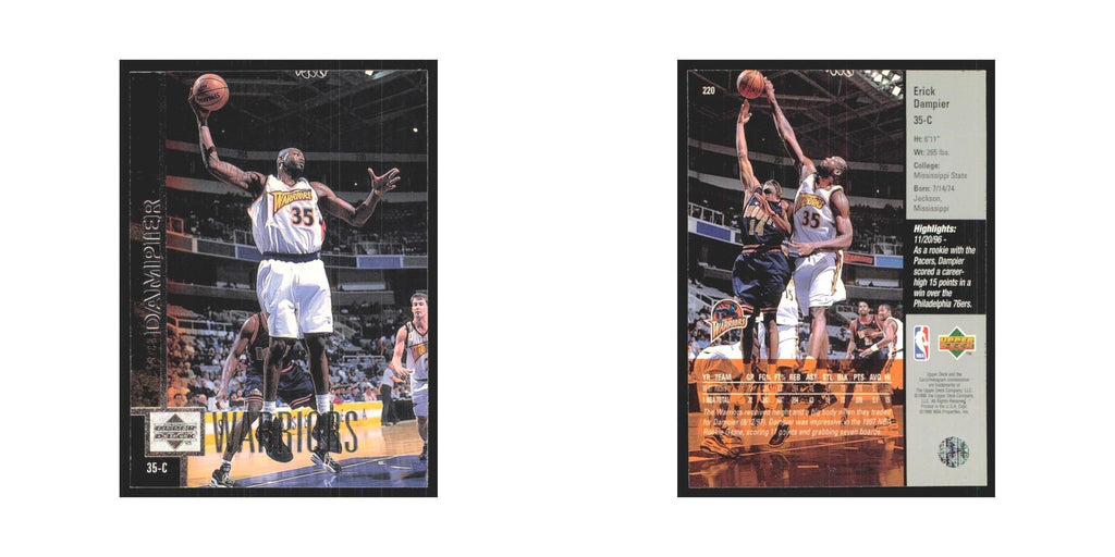 Erick Dampier 1997 Upper Deck #220 Golden State Warriors Basketball Card NM