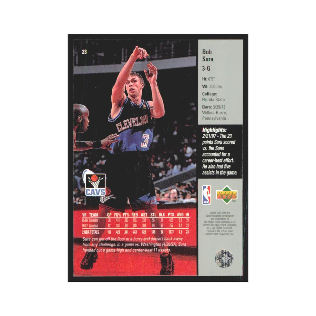 Bob Sura 1997 Upper Deck #23 Cleveland Cavaliers Basketball Card NM