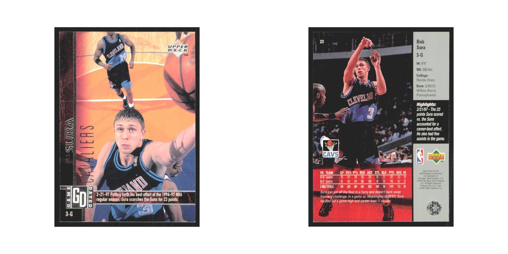 Bob Sura 1997 Upper Deck #23 Cleveland Cavaliers Basketball Card NM