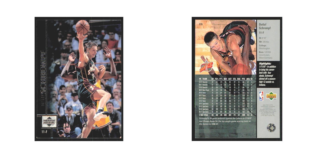 Detlef Schrempf 1997 Upper Deck #119 Seattle SuperSonics Basketball Card NM
