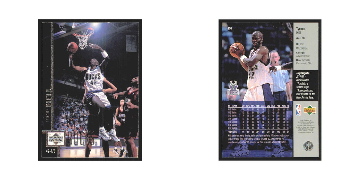 Tyrone Hill 1997 Upper Deck #250 Milwaukee Bucks Basketball Card NM