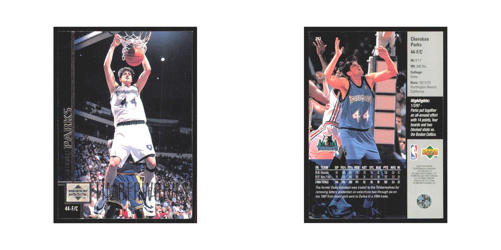 Cherokee Parks 1997 Upper Deck #257 Minnesota Timberwolves Basketball Card NM