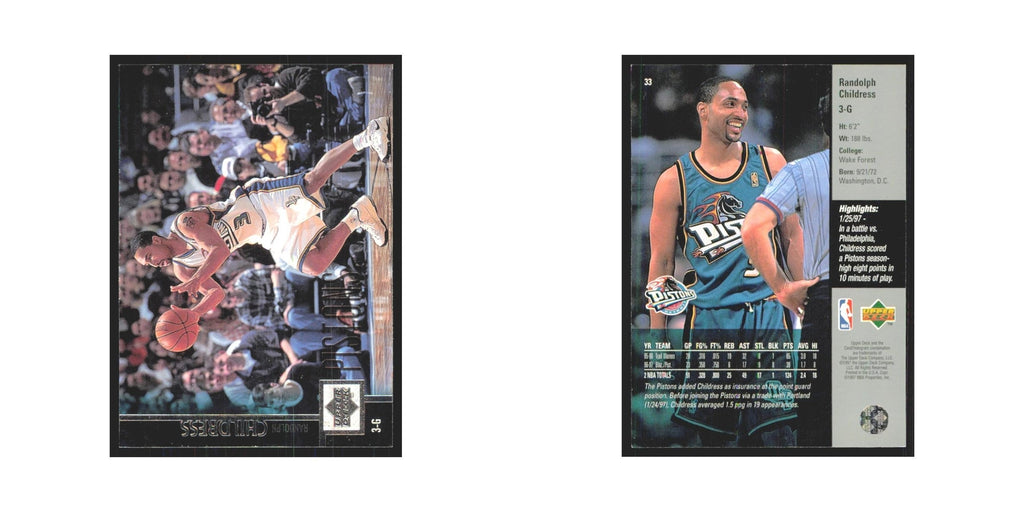 Randolph Childress 1997 Upper Deck #33 Detroit Pistons Basketball Card NM