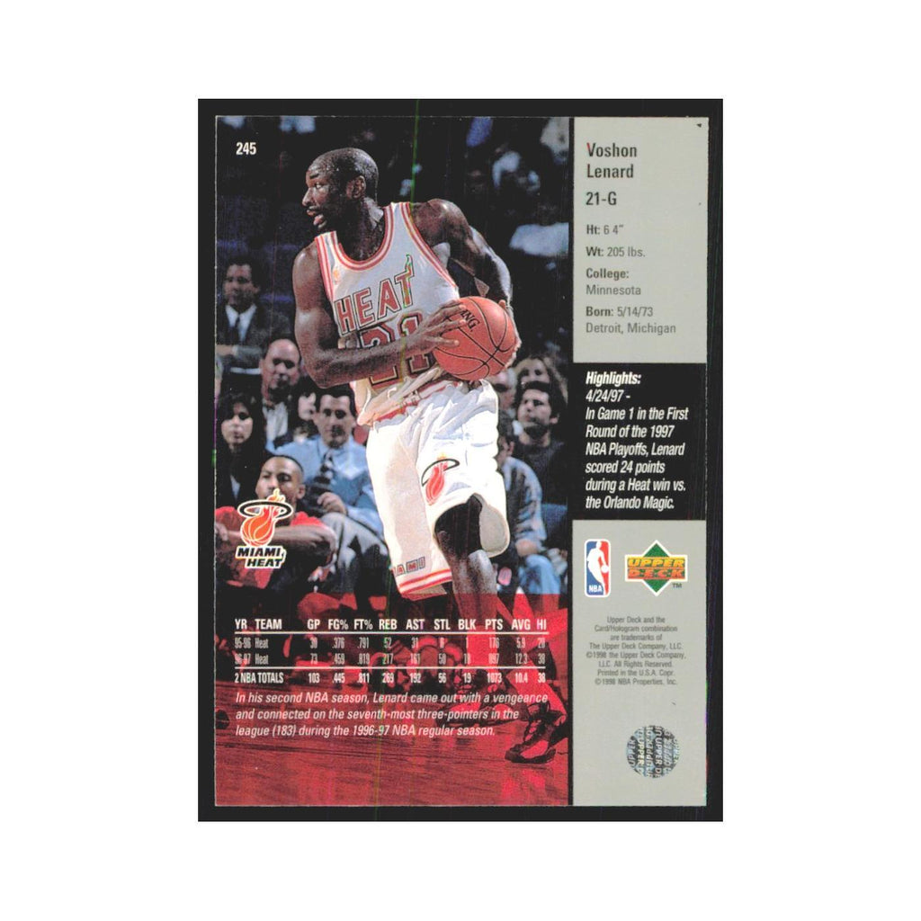 Voshon Lenard 1997 Upper Deck #245 Miami Heat Basketball Card NM