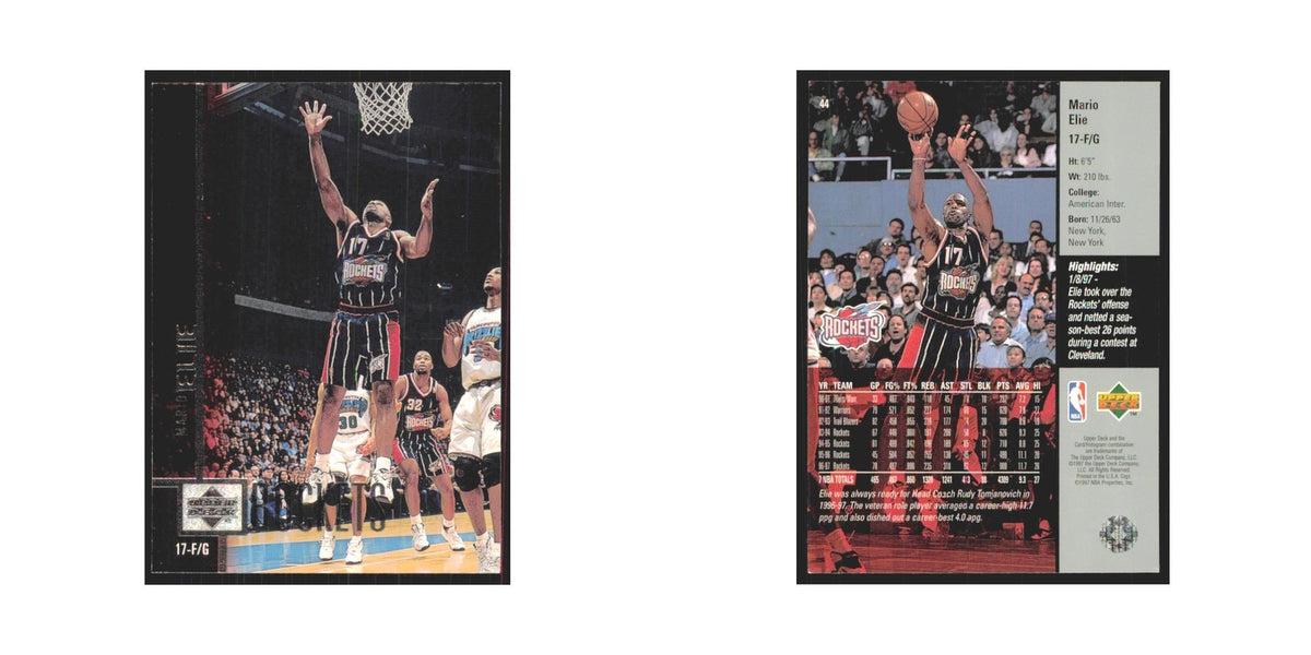 Mario Elie 1997 Upper Deck #44 Houston Rockets Basketball Card NM