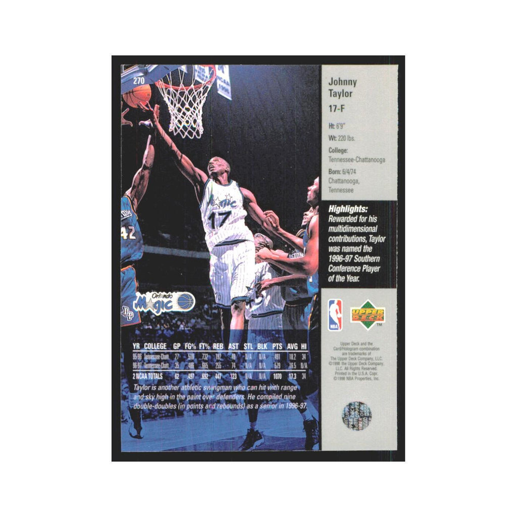 Johnny Taylor 1997 Upper Deck #270 Orlando Magic Basketball Card NM