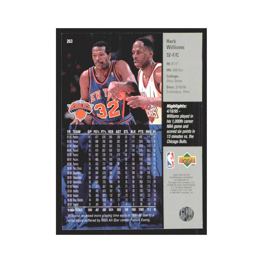 Herb Williams 1997 Upper Deck #263 New York Knicks Basketball Card NM