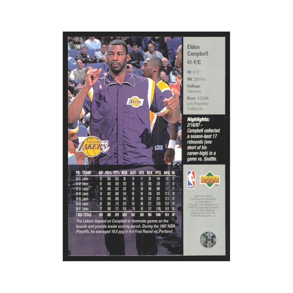 Elden Campbell 1997 Upper Deck #59 Los Angeles Lakers Basketball Card NM