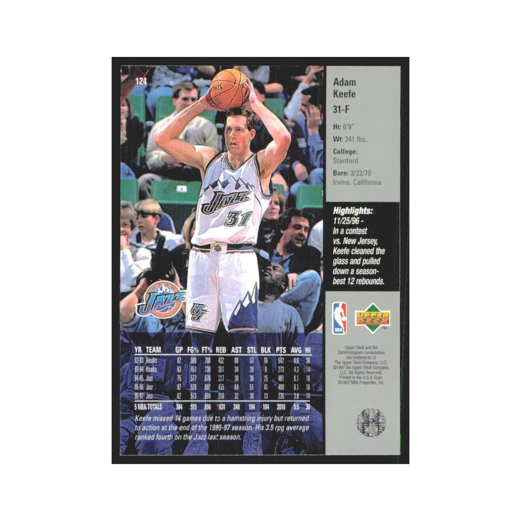 Adam Keefe 1997 Upper Deck #124 Utah Jazz Basketball Card NM