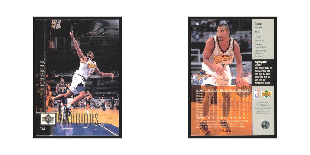 Duane Ferrell 1997 Upper Deck #219 Golden State Warriors Basketball Card NM