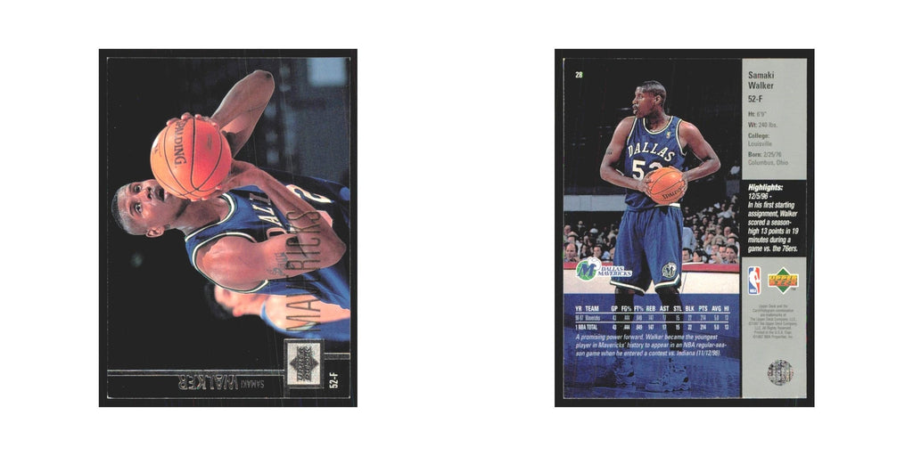 Samaki Walker 1997 Upper Deck #28 Dallas Mavericks Basketball Card NM