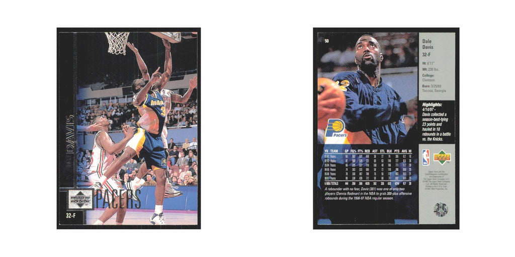Dale Davis 1997 Upper Deck #50 Indiana Pacers Basketball Card NM