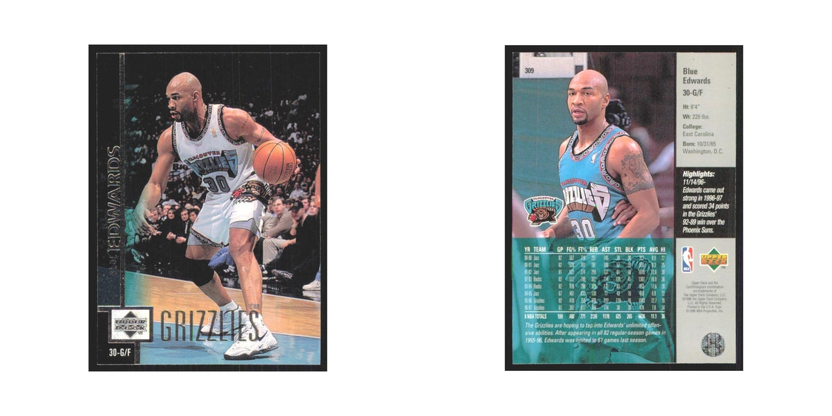 Blue Edwards 1997 Upper Deck #309 Vancouver Grizzlies Basketball Card NM