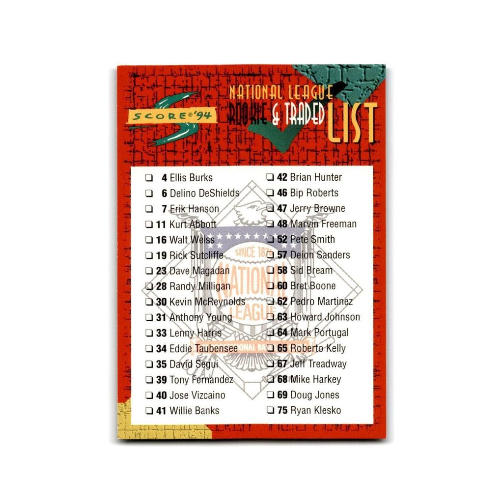 Checlist 1994 Score Rookie & Traded #165 Baseball Card NM