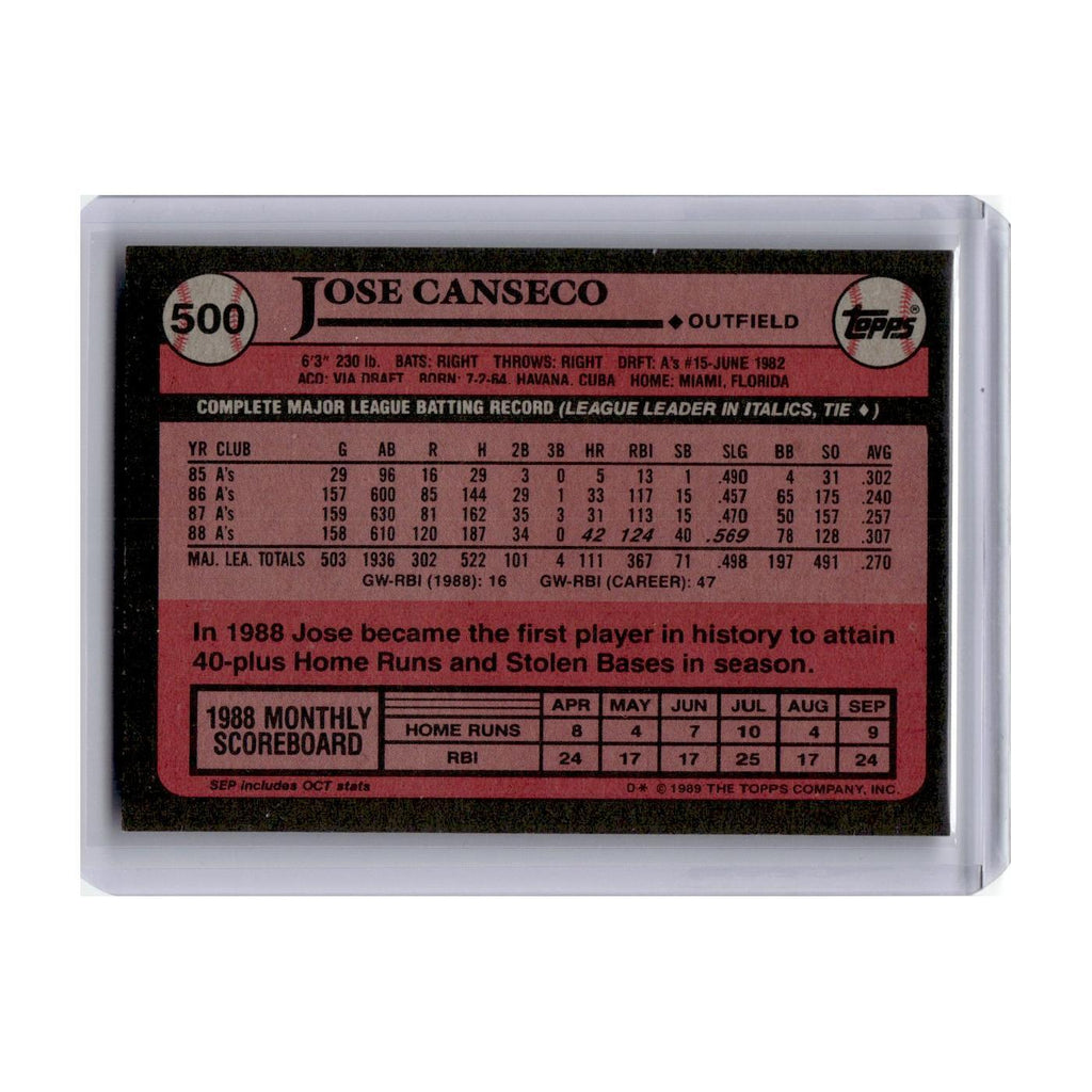 1989 Topps Jose Canseco Athletics #500
