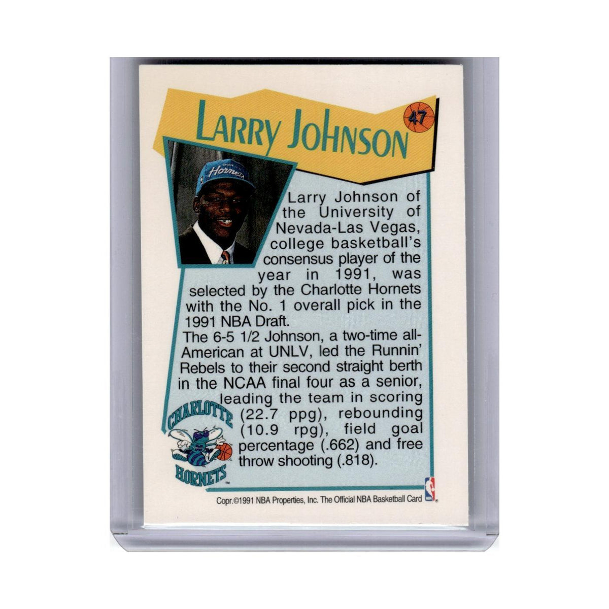 1991 Hoops Larry Johnson Hornets #47
