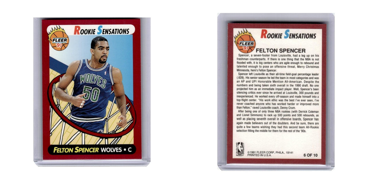 1991 Fleer Rookie Sensations Felton Spencer Timberwolves #6