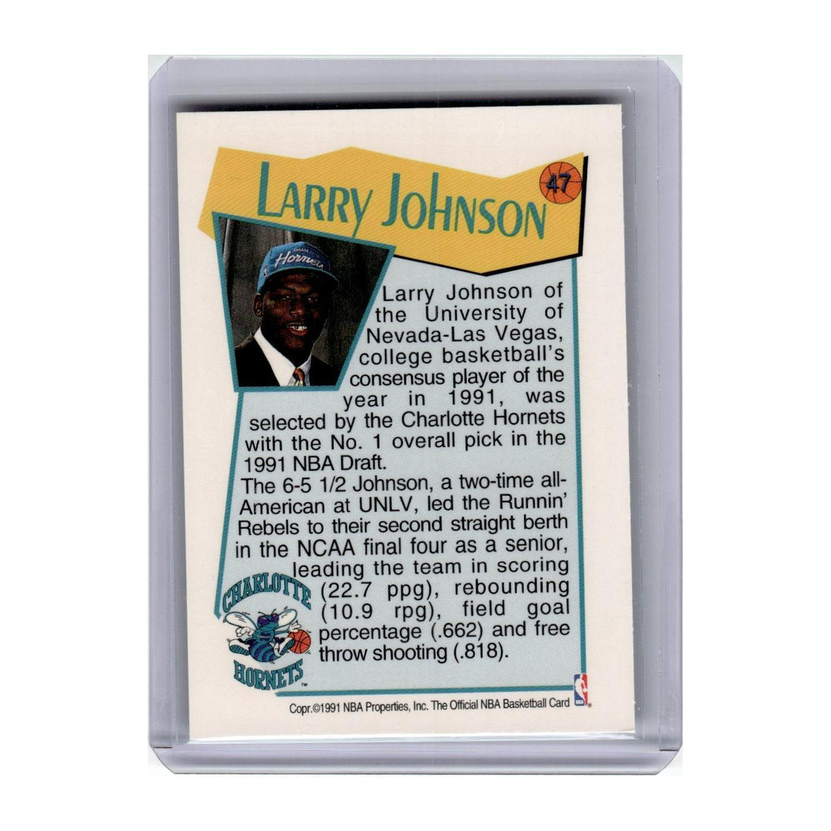 1991 Hoops Larry Johnson Hornets #47