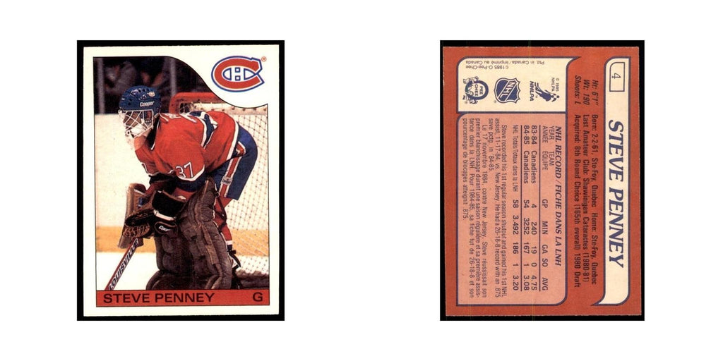 Steve Penney 1985 O-Pee-Chee #4 Montreal Canadiens Hockey Card NM