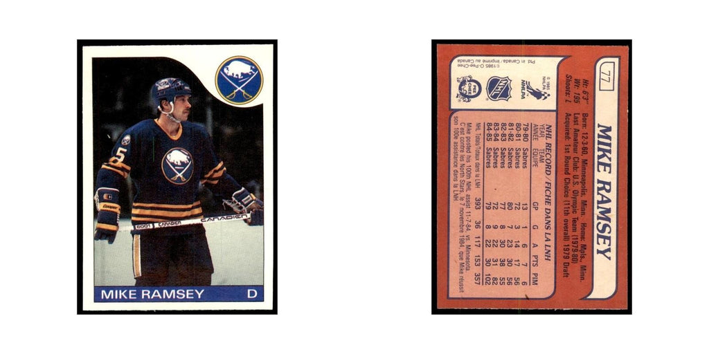 Mike Ramsey 1985 O-Pee-Chee #77 Buffalo Sabres Hockey Card NM