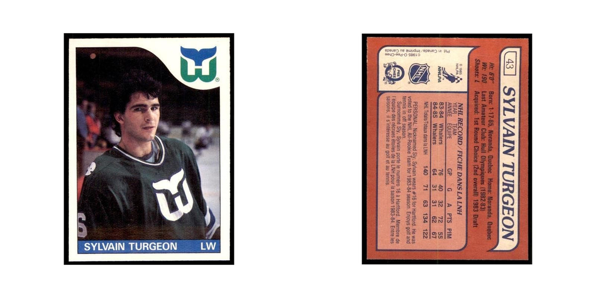 Sylvain Turgeon 1985 O-Pee-Chee #43 Hartford Whalers Hockey Card NM