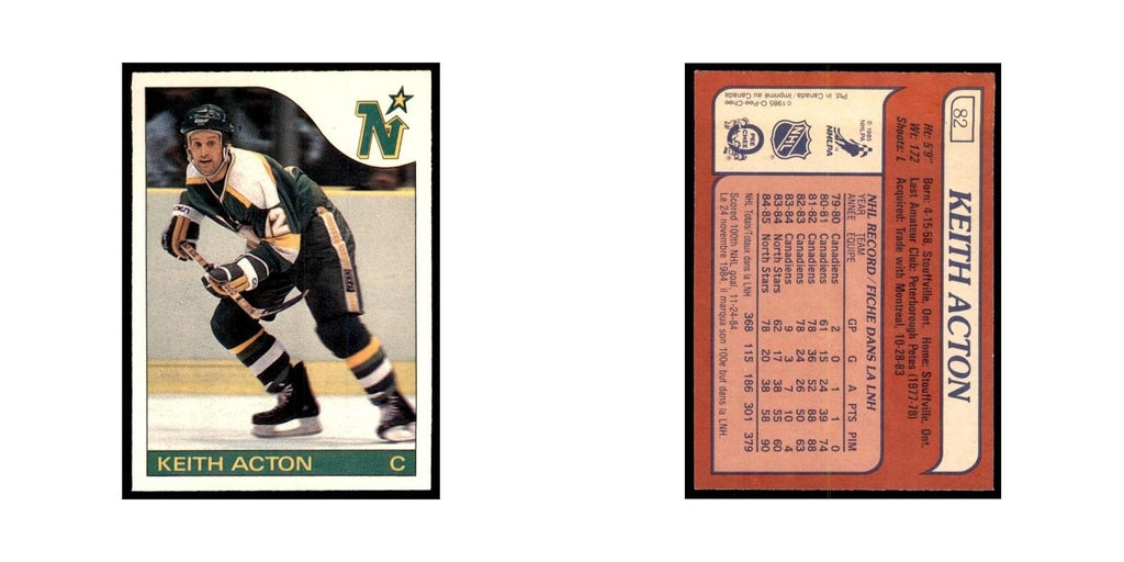 Keith Acton 1985 O-Pee-Chee #82 Minnesota North Stars Hockey Card NM