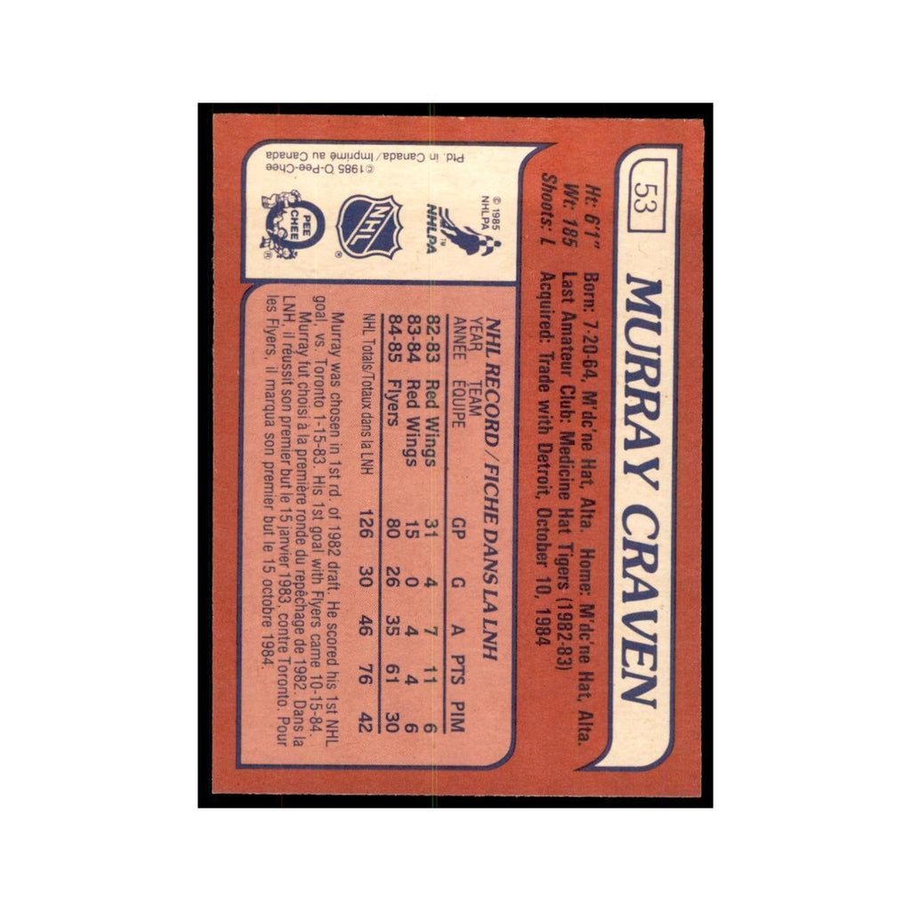 Murray Craven 1985 O-Pee-Chee #53 Philadelphia Flyers Hockey Card NM
