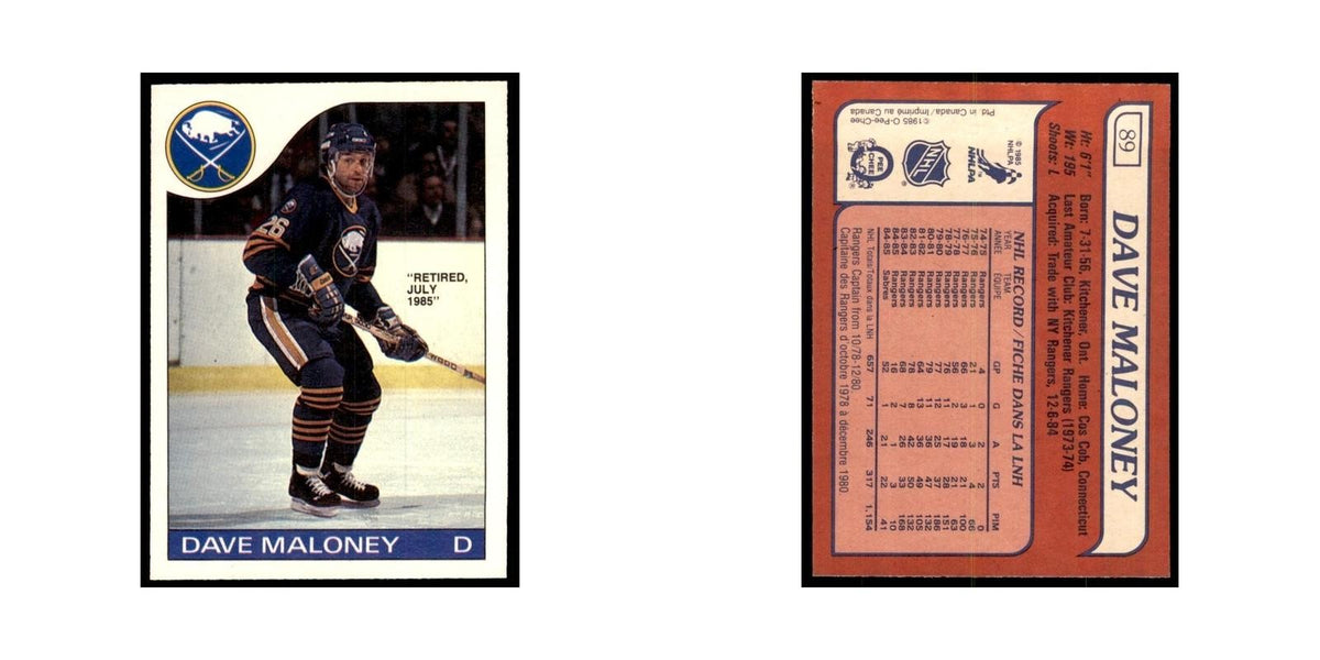 Dave Maloney 1985 O-Pee-Chee #89 Buffalo Sabres Hockey Card NM