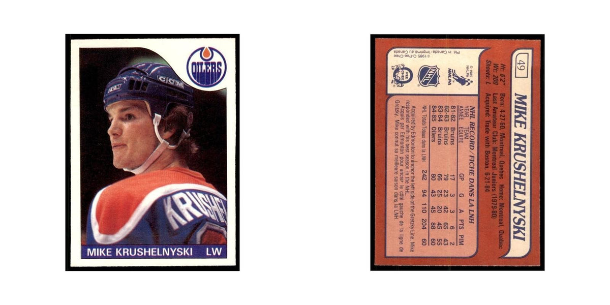 Mike Krushelnyski 1985 O-Pee-Chee #49 Edmonton Oilers Hockey Card NM