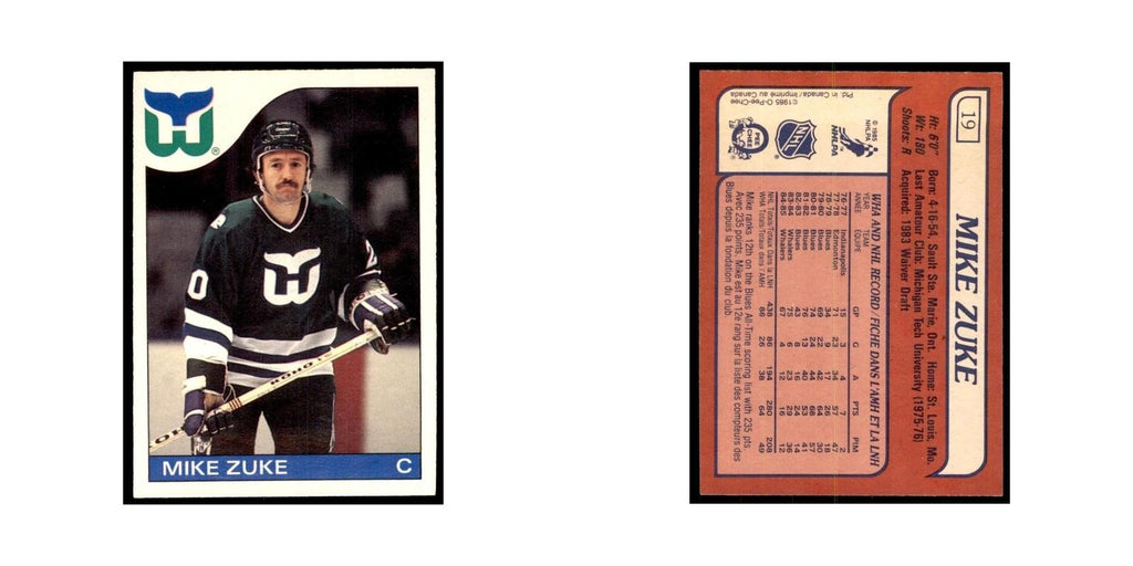 Mike Zuke 1985 O-Pee-Chee #19 Hartford Whalers Hockey Card NM