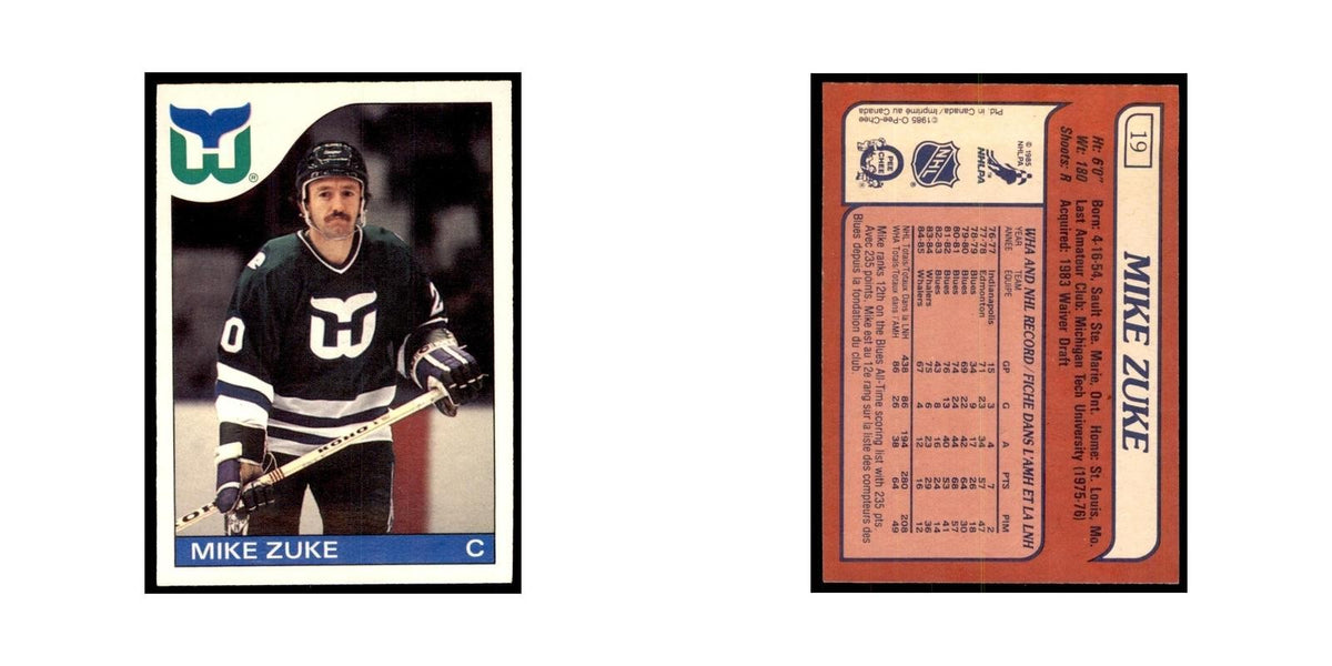 Mike Zuke 1985 O-Pee-Chee #19 Hartford Whalers Hockey Card NM