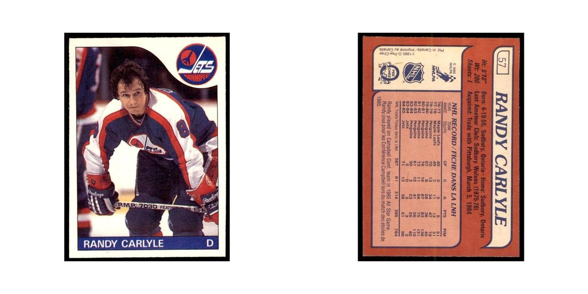 Randy Carlyle 1985 O-Pee-Chee #57 Winnipeg Jets Hockey Card NM