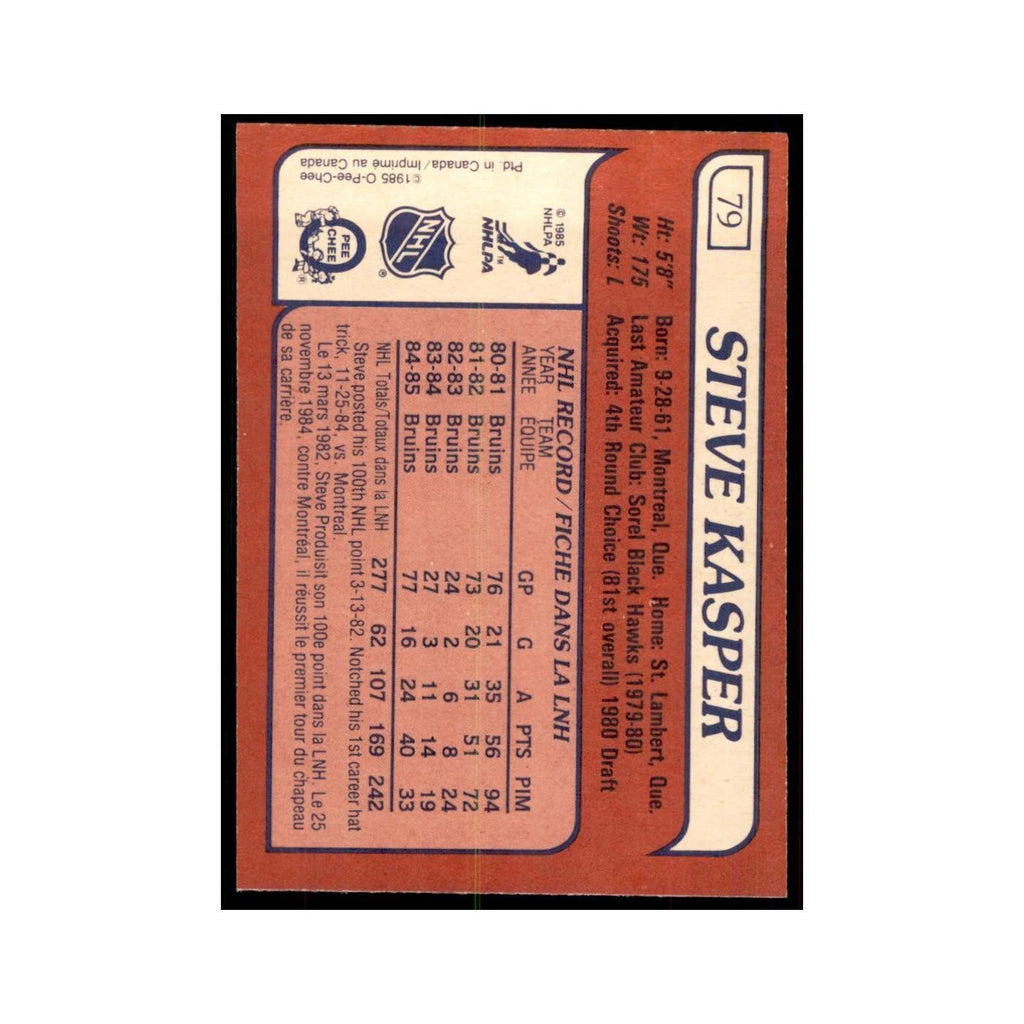 Steve Kasper 1985 O-Pee-Chee #79 Boston Bruins Hockey Card NM